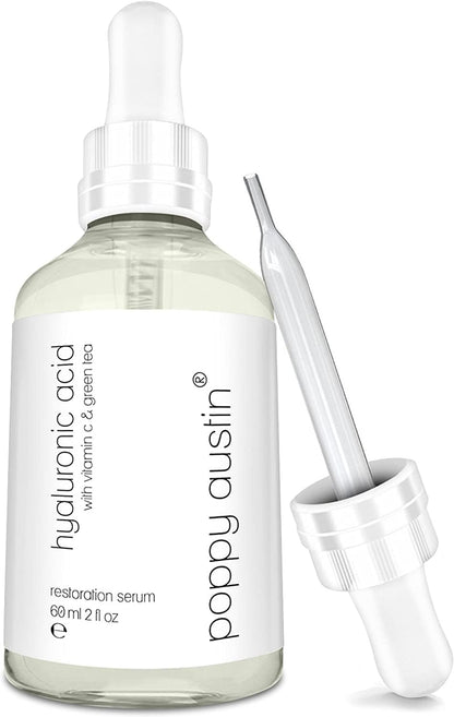 Poppy Austin Hyaluronic Acid Serum for Face 2OZ - Cruelty-Free Hydrating Serum with Vitamin C Pure Hyaluronic Acid Serum Anti-Aging Serum Moisturizer - Reduces Dry Skin Fine Lines Wrinkles